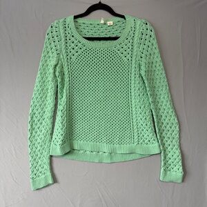 Moth Anthrologie Womens Open Chunky Knit Pullover Sweater Size Small Mint Green
